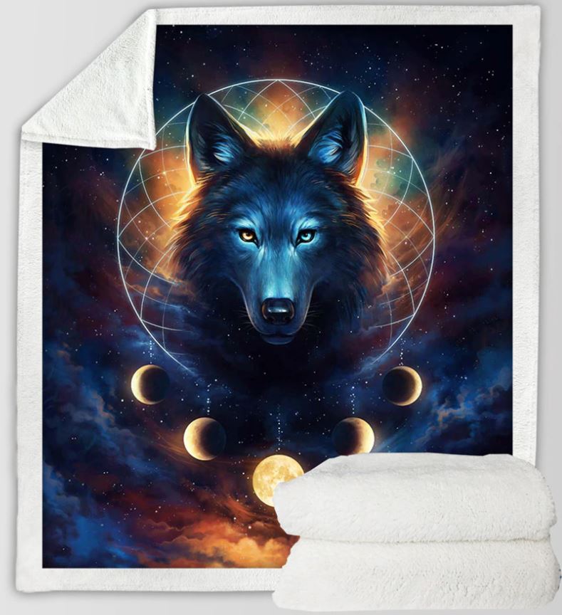 PREORDER Wolf Galaxy Sherpa Blanket