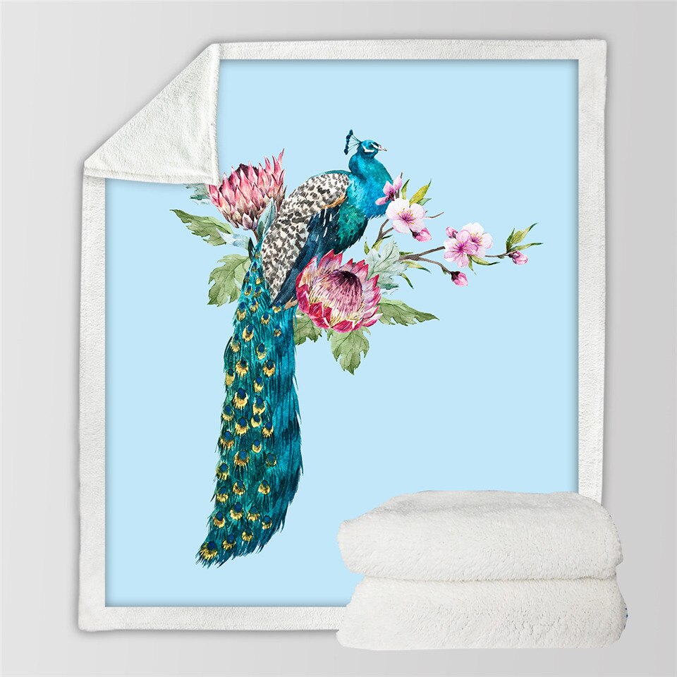PREORDER Peacock Sherpa Blanket