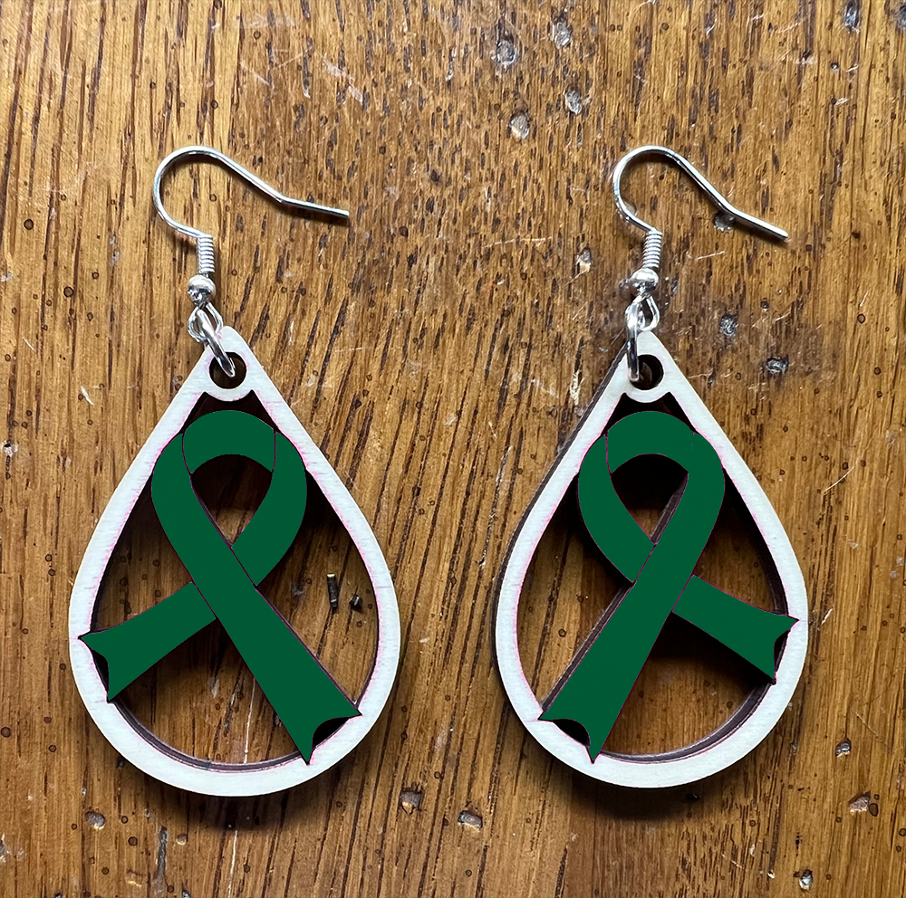 20077 Dark Green Tear Drop Ribbon JEWELRY HQ-TBM