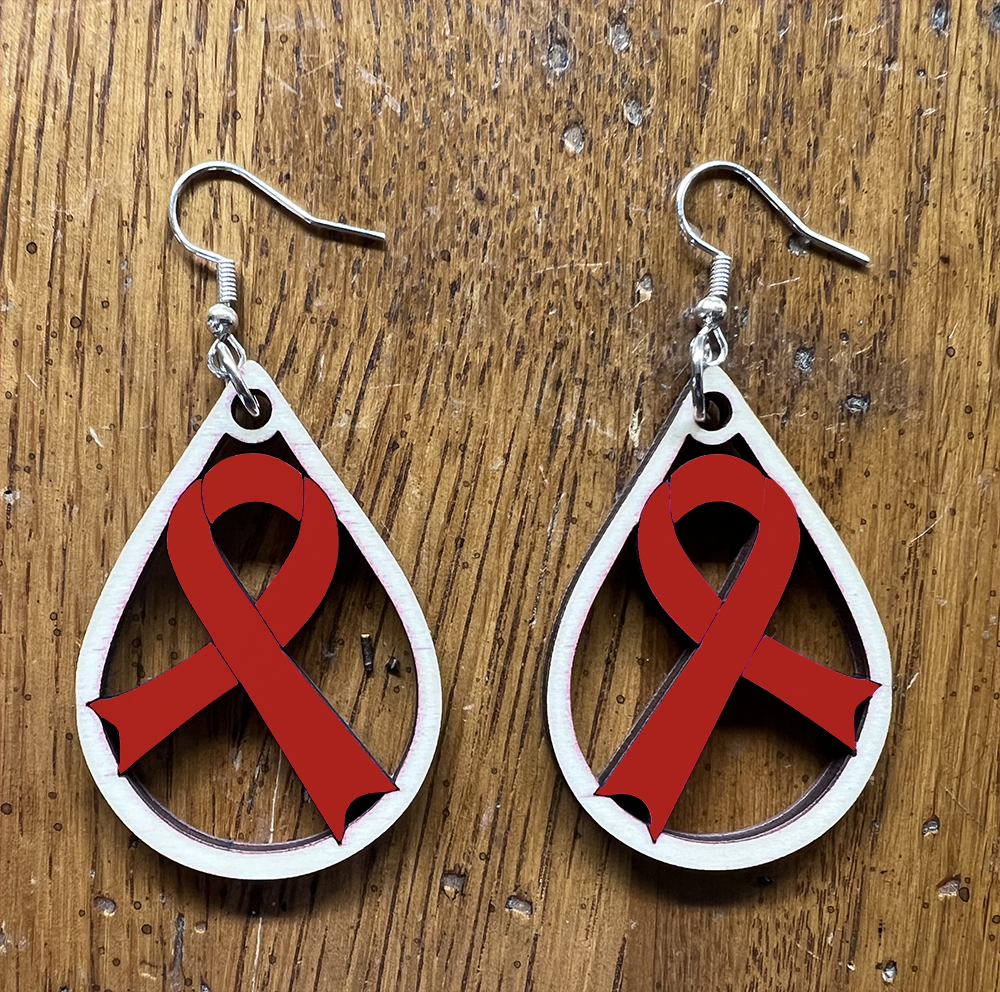 20076 Red Tear Drop Ribbon JEWELRY HQ-TBM