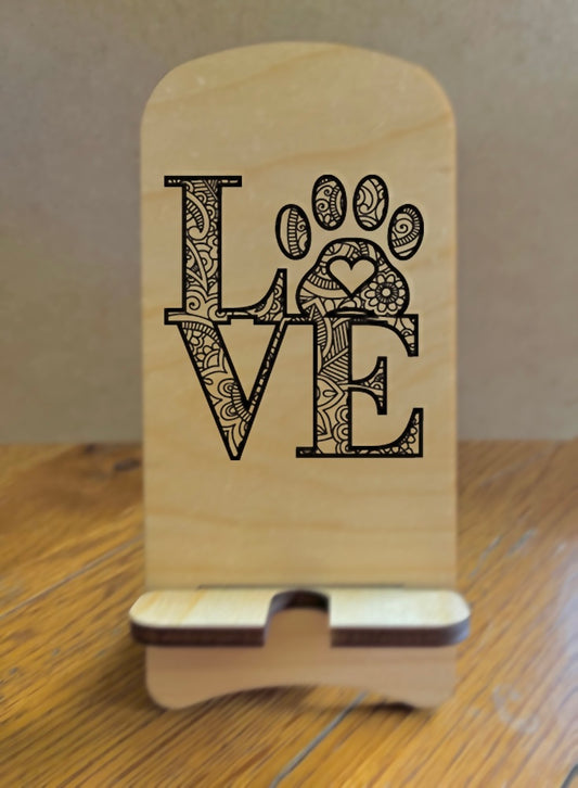 20024 LEW PHONE STAND w Love Paw Print HQ-TBM