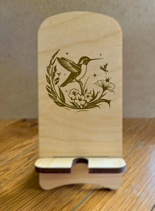 20087 LEW PHONE STAND w Hummingbird Floral HQ-TBM
