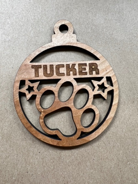 20106 Personalized Paw with Stars ORNAMENT HQ-TBM