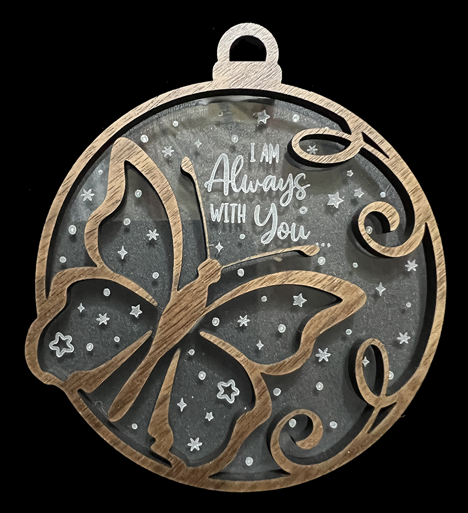 20004 Always With You Butterfly w Snow Layer ORNAMENT