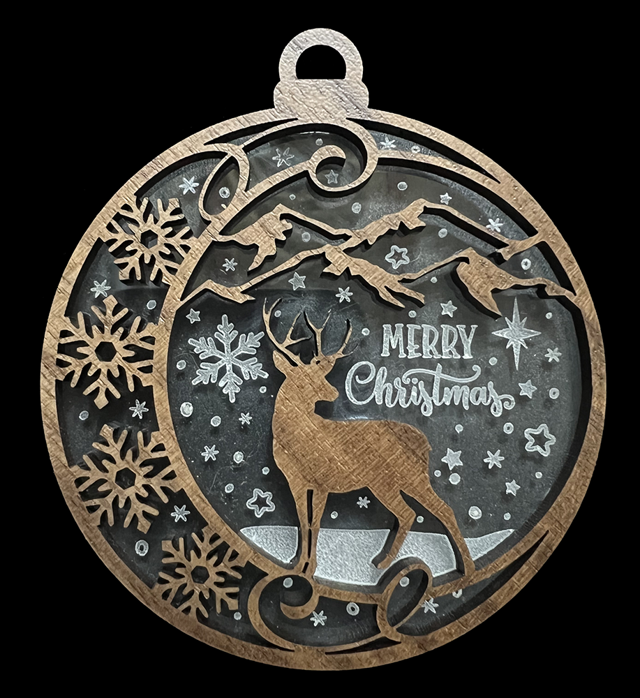 20007 Merry Christmas Buck w Snow Layer ORNAMENT