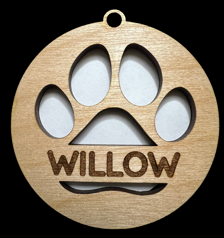 20013 CUSTOM Paw Print Cutout w Color Layer ORNAMENT