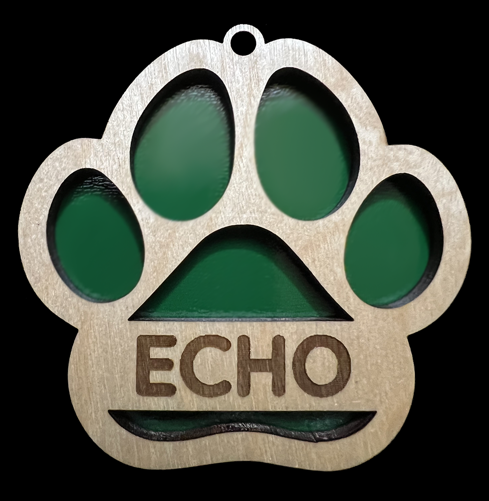 20014 CUSTOM Paw w Color Layer ORNAMENT
