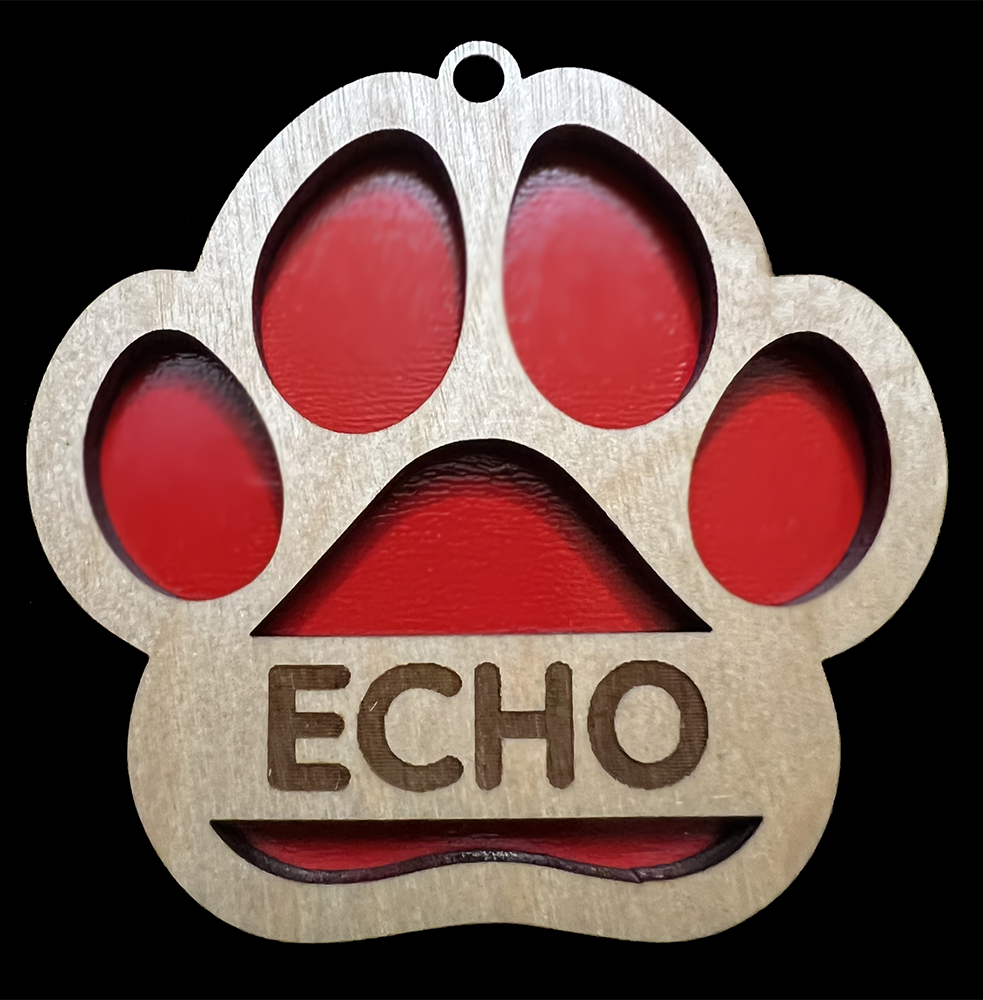 20014 CUSTOM Paw w Color Layer ORNAMENT