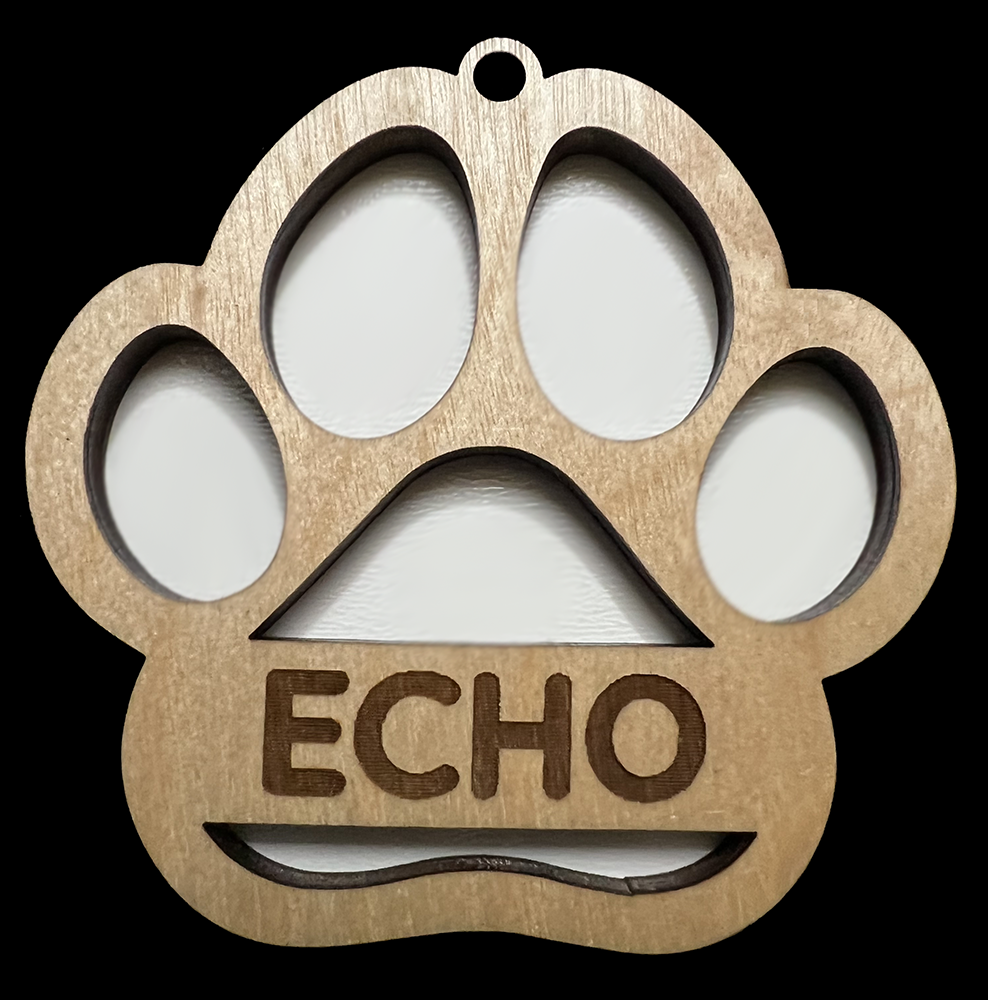 20014 CUSTOM Paw w Color Layer ORNAMENT