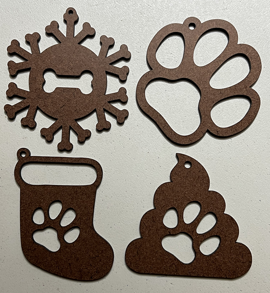 20015 4pc Poopy Paw Xmas ORNAMENT SET