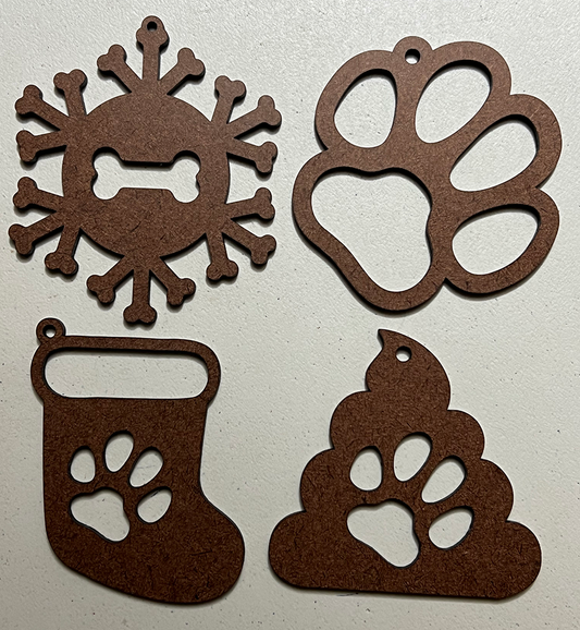 20015 4pc Poopy Paw Xmas ORNAMENT SET