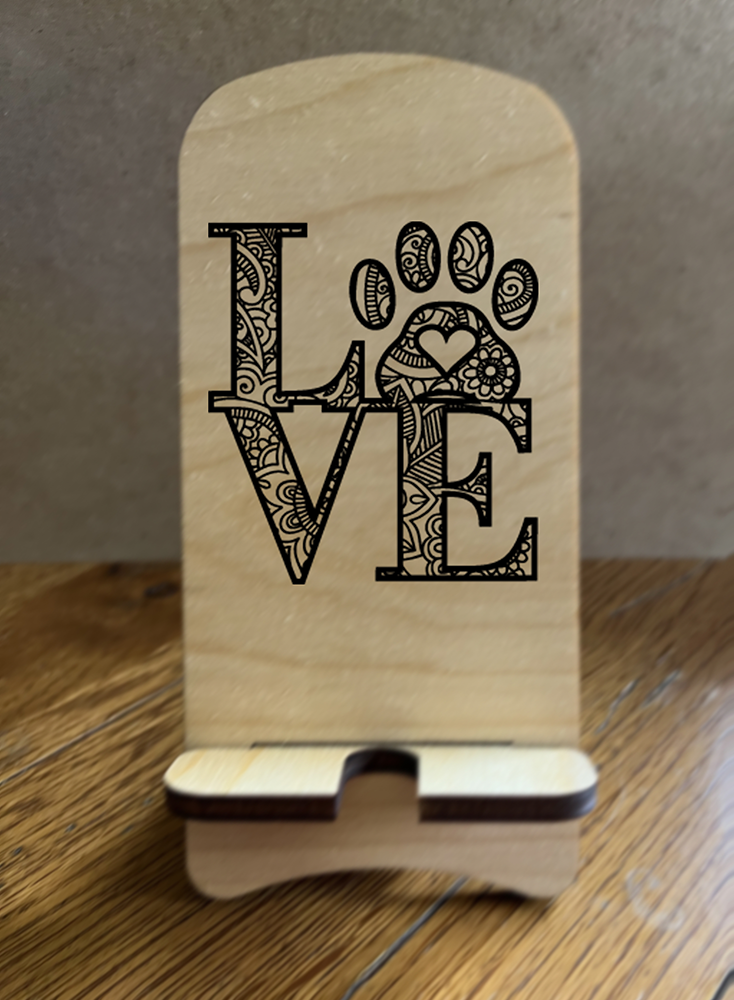 20024 LEW PHONE STAND w Love Paw Print HQ-TBM