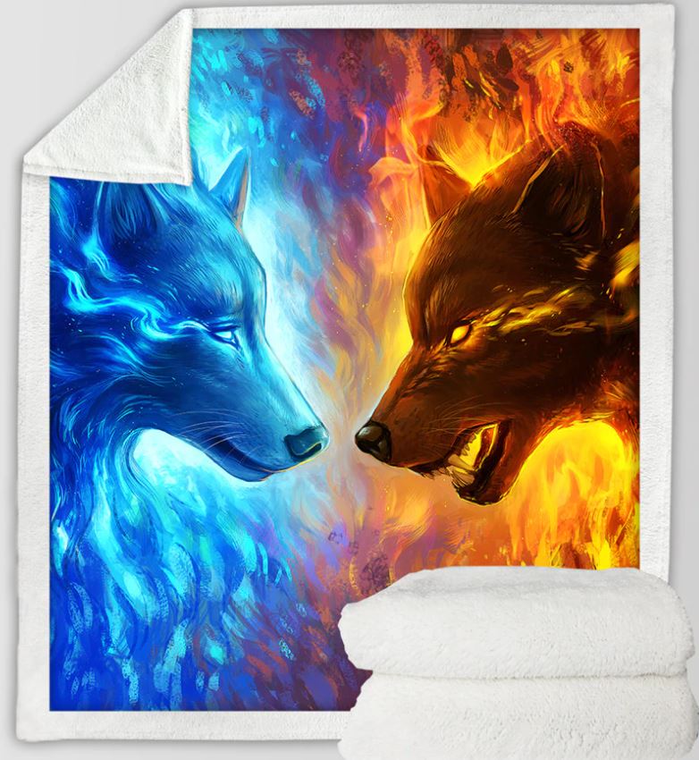 PREORDER Wolf Fire & Ice Sherpa Blanket