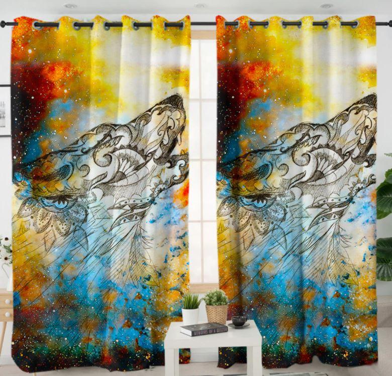PREORDER Wolf #8 Window Curtains 2 pc SET