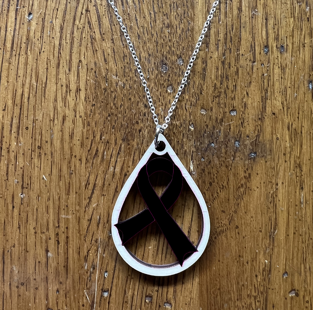 20079 Black Tear Drop Ribbon JEWELRY HQ-TBM