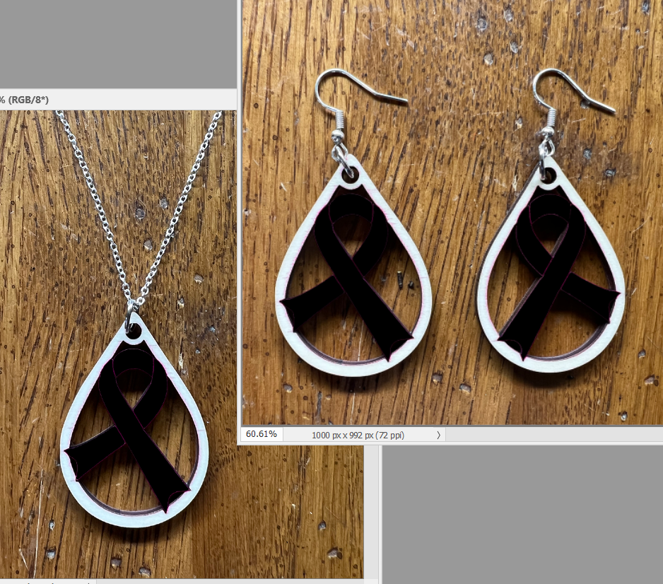 20079 Black Tear Drop Ribbon JEWELRY HQ-TBM