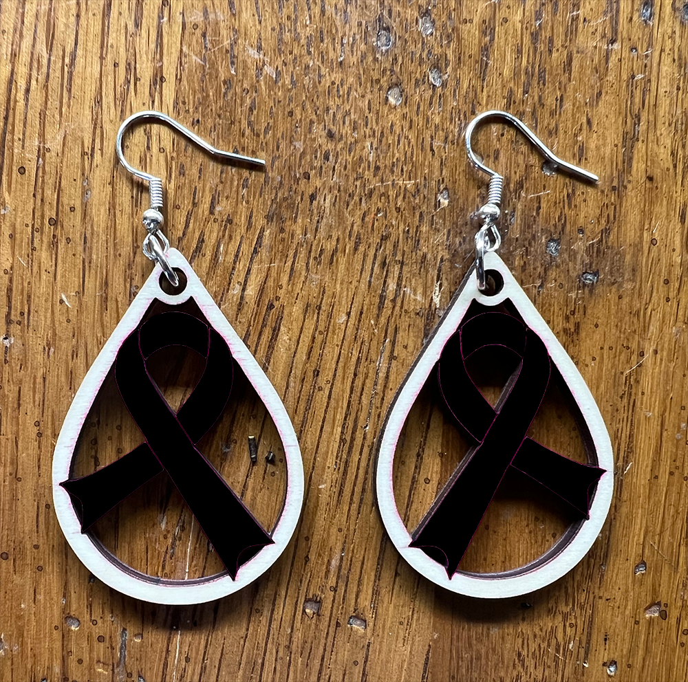 20079 Black Tear Drop Ribbon JEWELRY HQ-TBM