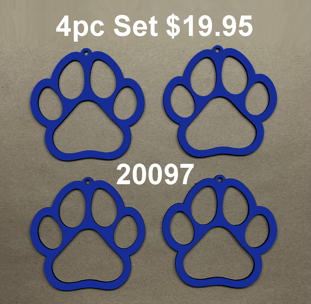 20097 4pc Amazing Paws Xmas ORNAMENT SET
