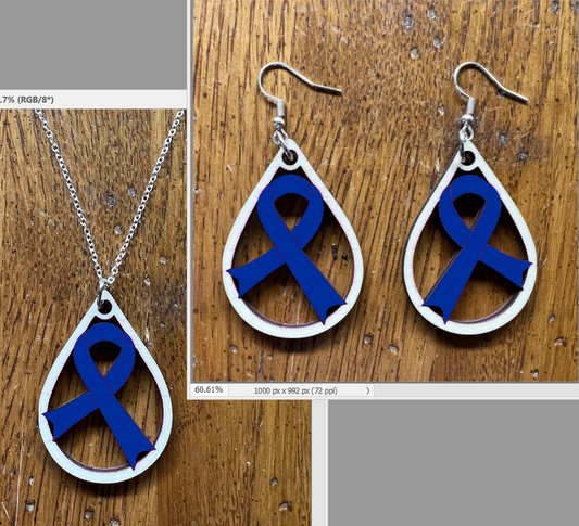 20082 Blue Tear Drop Ribbon JEWELRY HQ-TBM