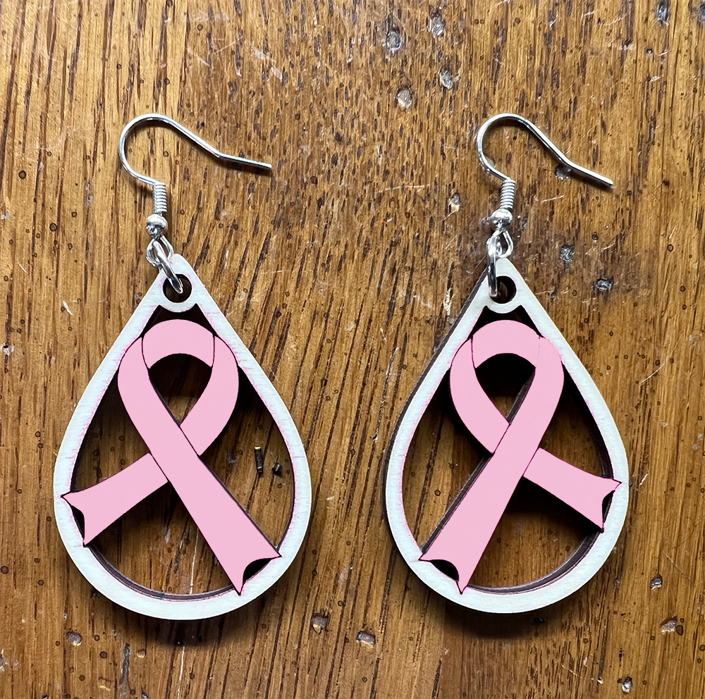 20078 Light Pink Tear Drop Ribbon JEWELRY HQ-TBM