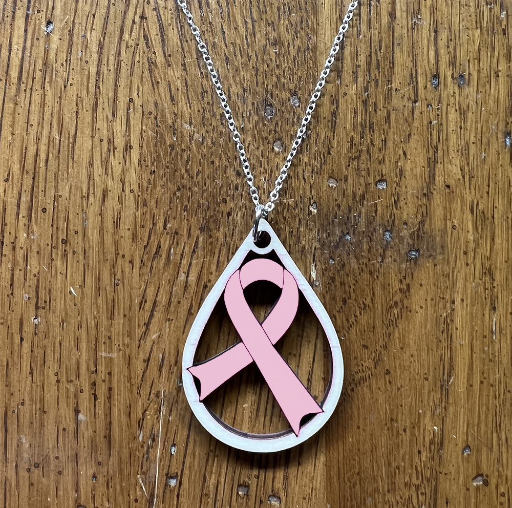 20078 Light Pink Tear Drop Ribbon JEWELRY HQ-TBM