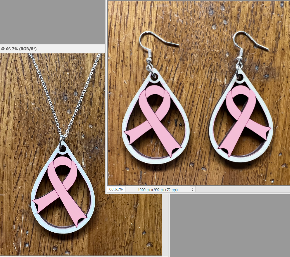 20078 Light Pink Tear Drop Ribbon JEWELRY HQ-TBM
