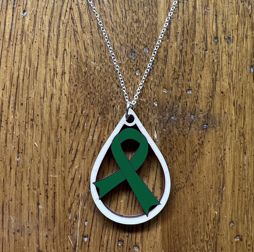 20077 Dark Green Tear Drop Ribbon JEWELRY HQ-TBM