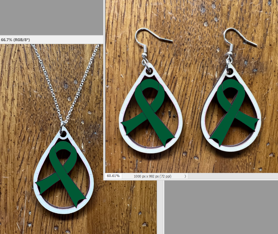 20077 Dark Green Tear Drop Ribbon JEWELRY HQ-TBM