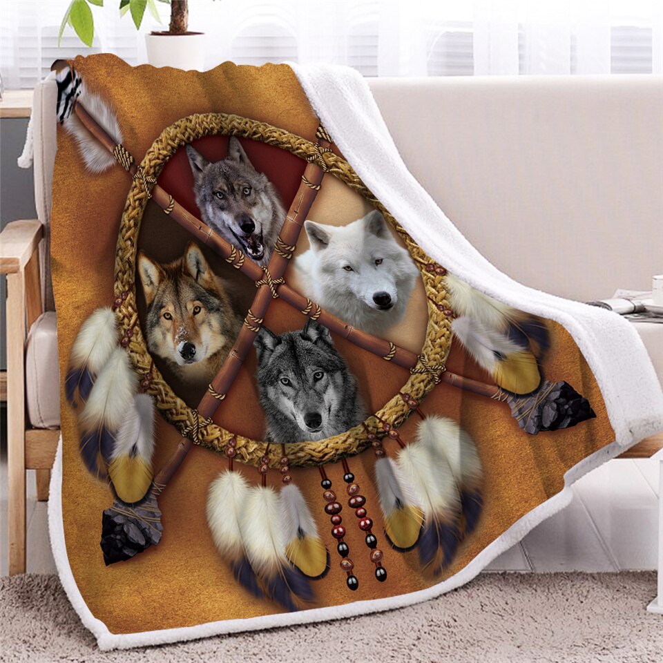 PREORDER Wolf Mandala Sherpa Blanket