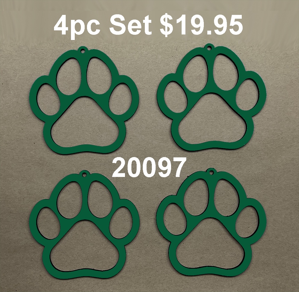 20097 4pc Amazing Paws Xmas ORNAMENT SET