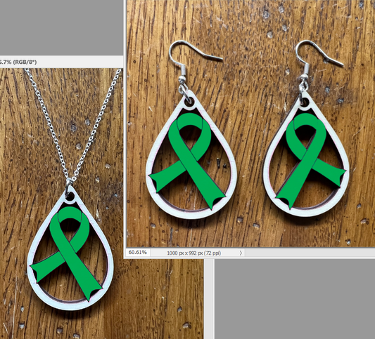 20084 Green Tear Drop Ribbon JEWELRY HQ-TBM