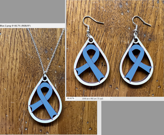 20075 Light Blue Tear Drop Ribbon JEWELRY HQ-TBM