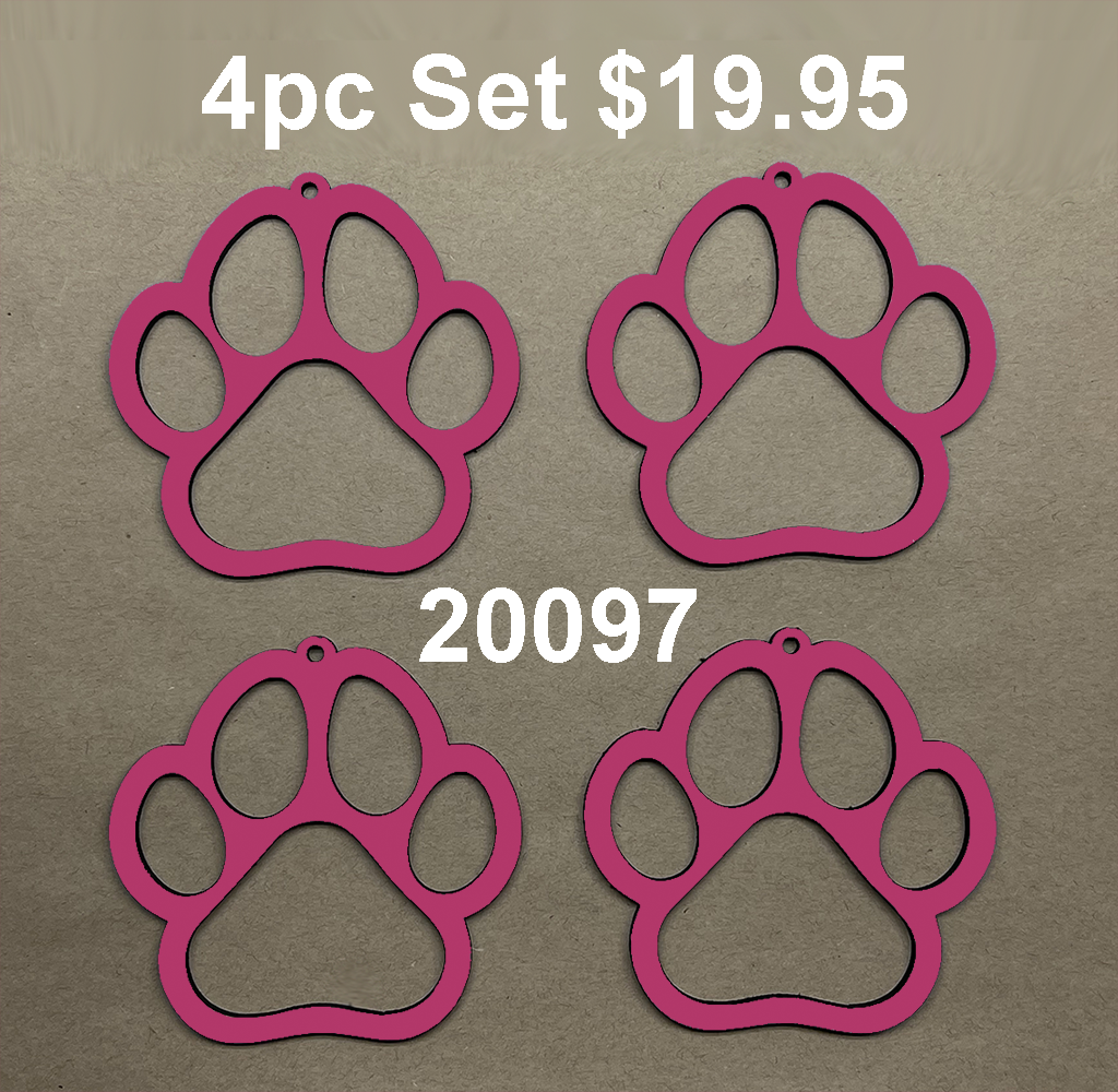 20097 4pc Amazing Paws Xmas ORNAMENT SET