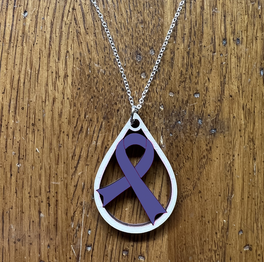 20073 Purple Tear Drop Ribbon JEWELRY HQ-TBM