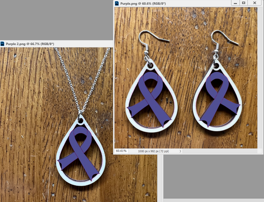 20073 Purple Tear Drop Ribbon JEWELRY HQ-TBM