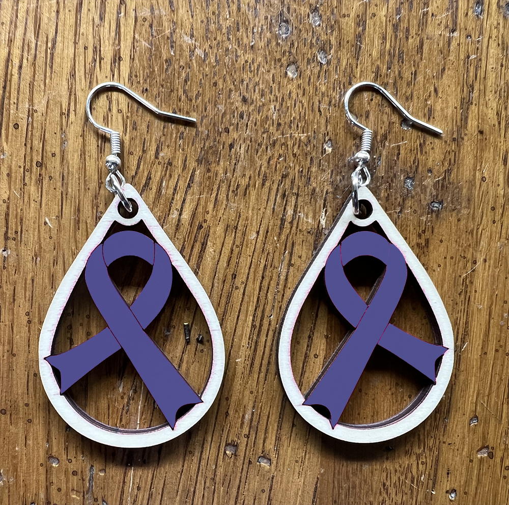 20073 Purple Tear Drop Ribbon JEWELRY HQ-TBM