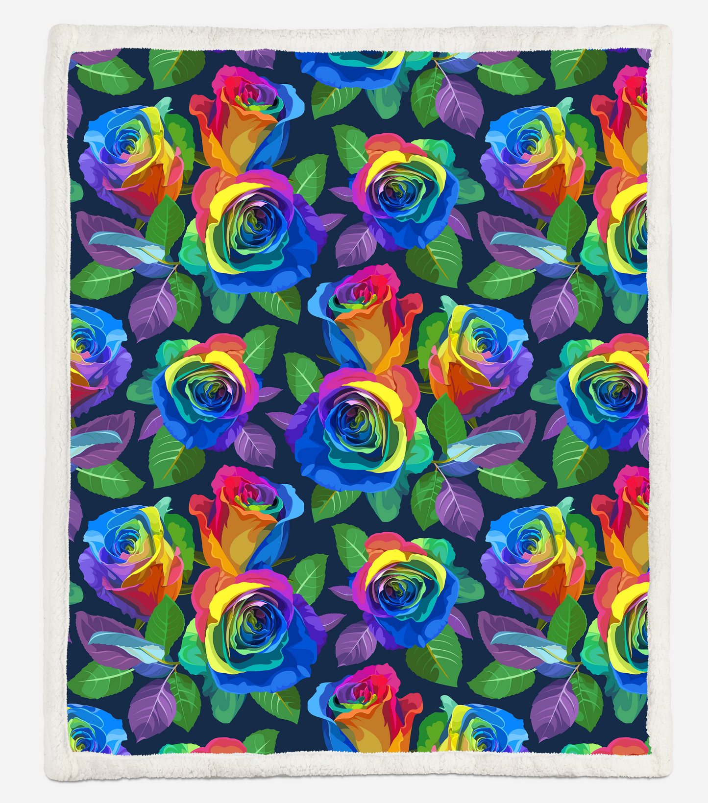 PREORDER 8120 Rainbow Of Roses Sherpa Blanket