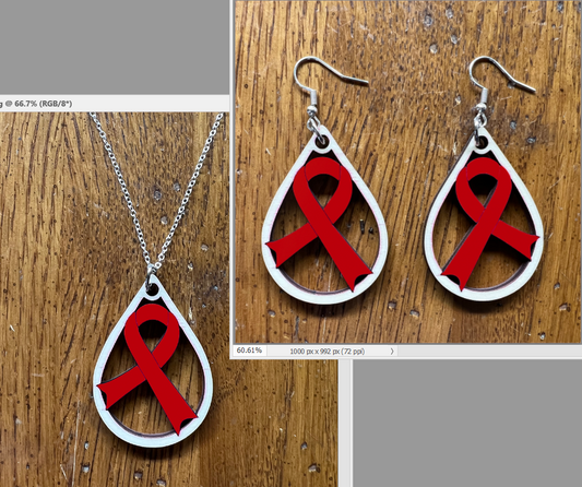 20076 Red Tear Drop Ribbon JEWELRY HQ-TBM
