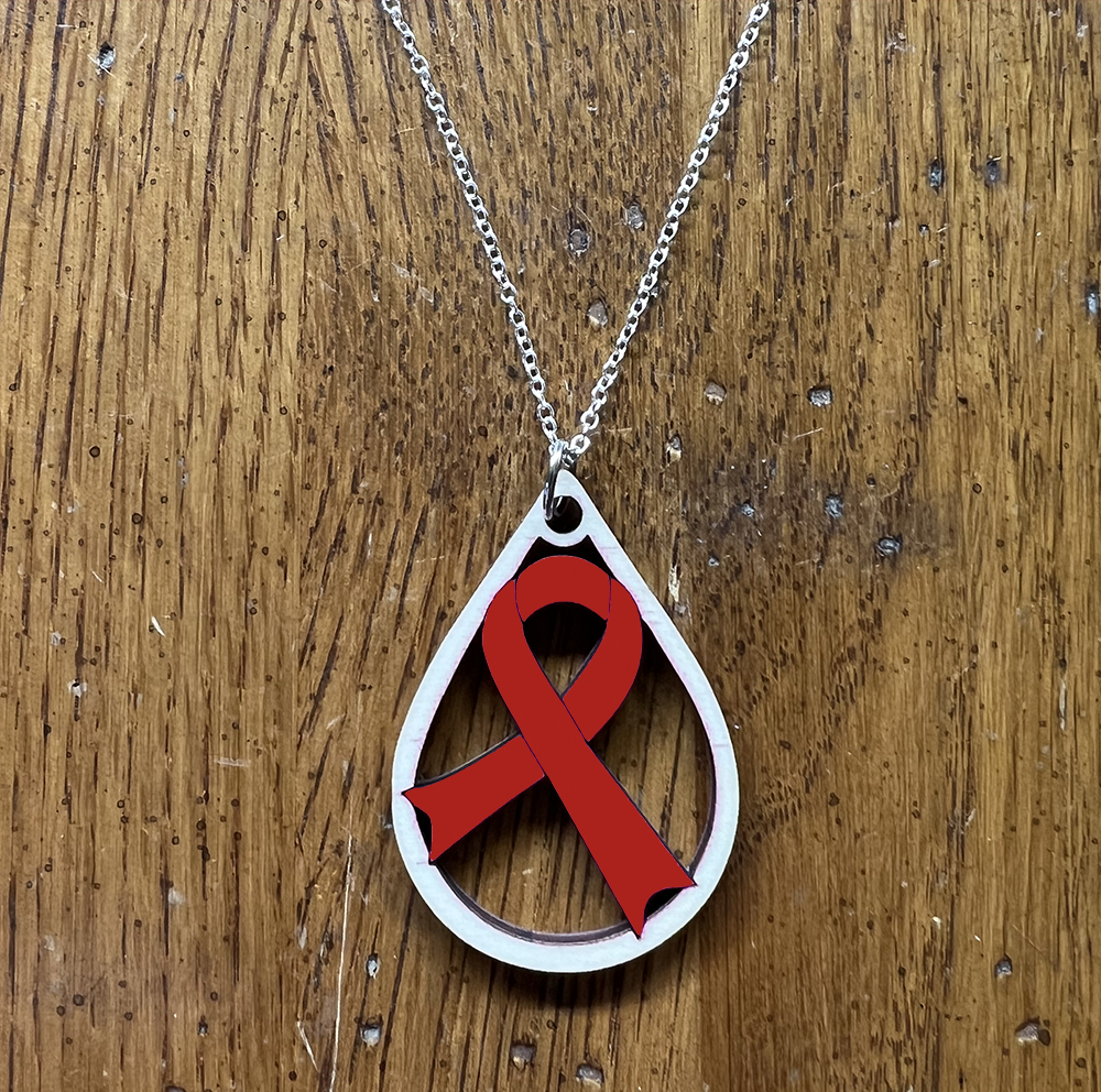 20076 Red Tear Drop Ribbon JEWELRY HQ-TBM
