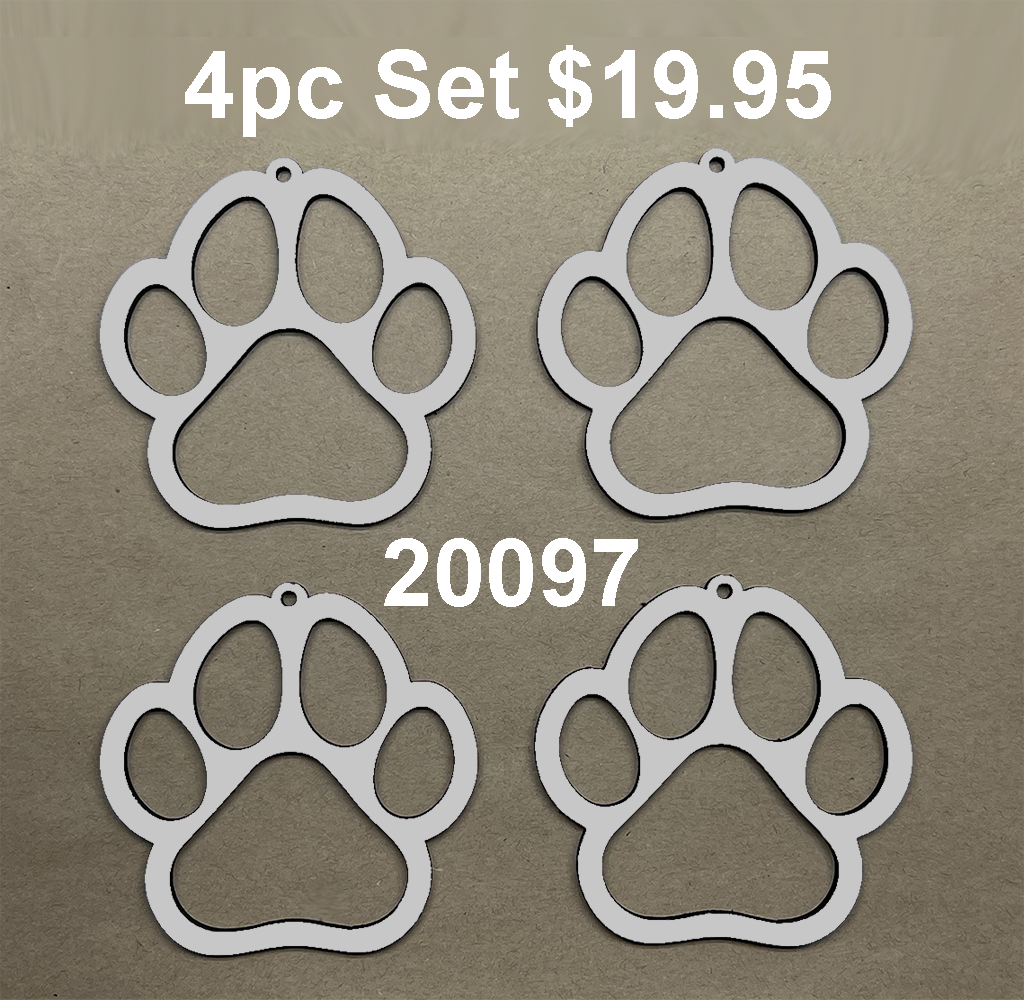 20097 4pc Amazing Paws Xmas ORNAMENT SET