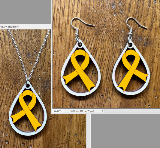 20086 Gold Tear Drop Ribbon JEWELRY HQ-TBM