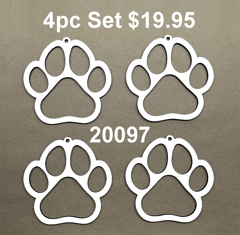 20097 4pc Amazing Paws Xmas ORNAMENT SET