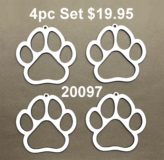 20097 4pc Amazing Paws Xmas ORNAMENT SET