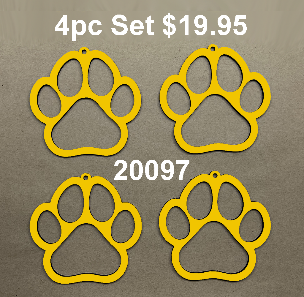 20097 4pc Amazing Paws Xmas ORNAMENT SET