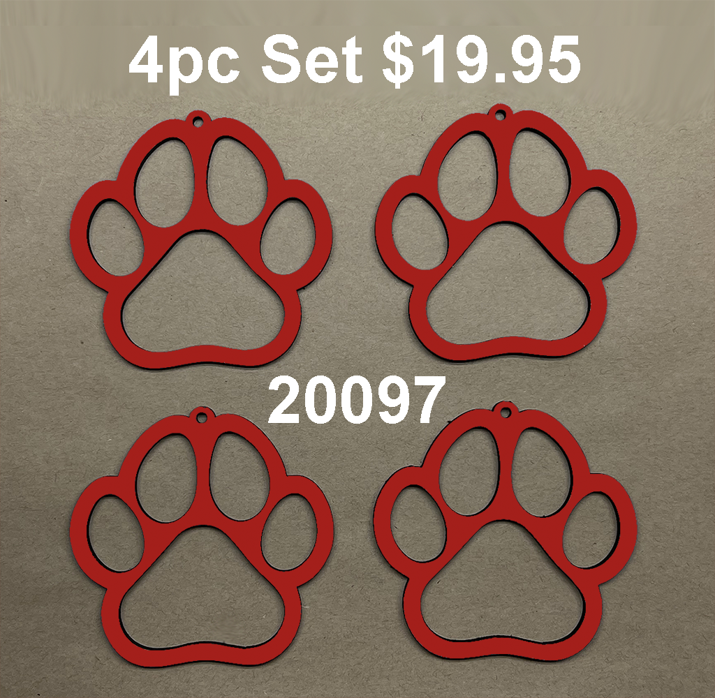 20097 4pc Amazing Paws Xmas ORNAMENT SET
